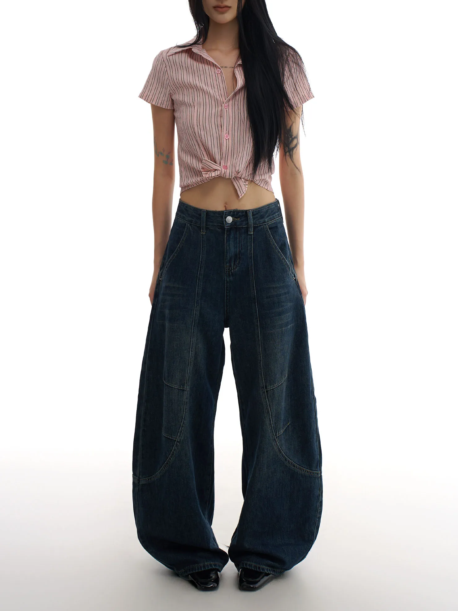 ZHISILAO جديد جينز مدبب للنساء عتيق غير رسمي عالي الخصر من قماش الدنيم ملابس الشارع لخريف وشتاء 2025