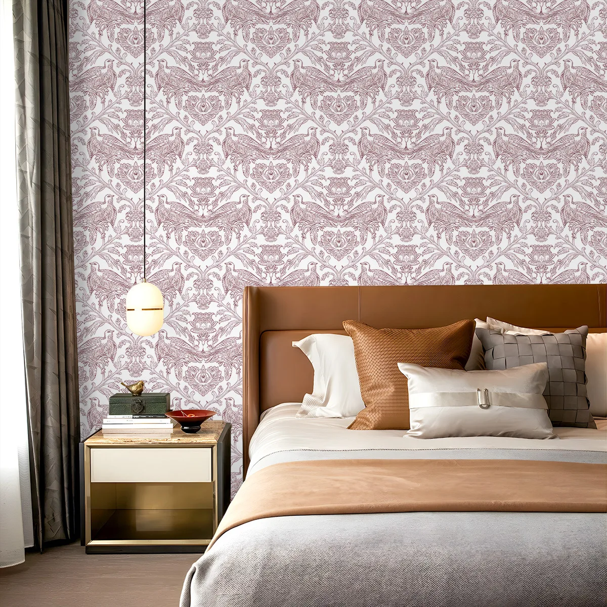 Vintage Garden Bird Flower Wallpaper for Bedroom Peel and Stick Contact Paper for Cabinets Waterproof Vinyl Wall Paper