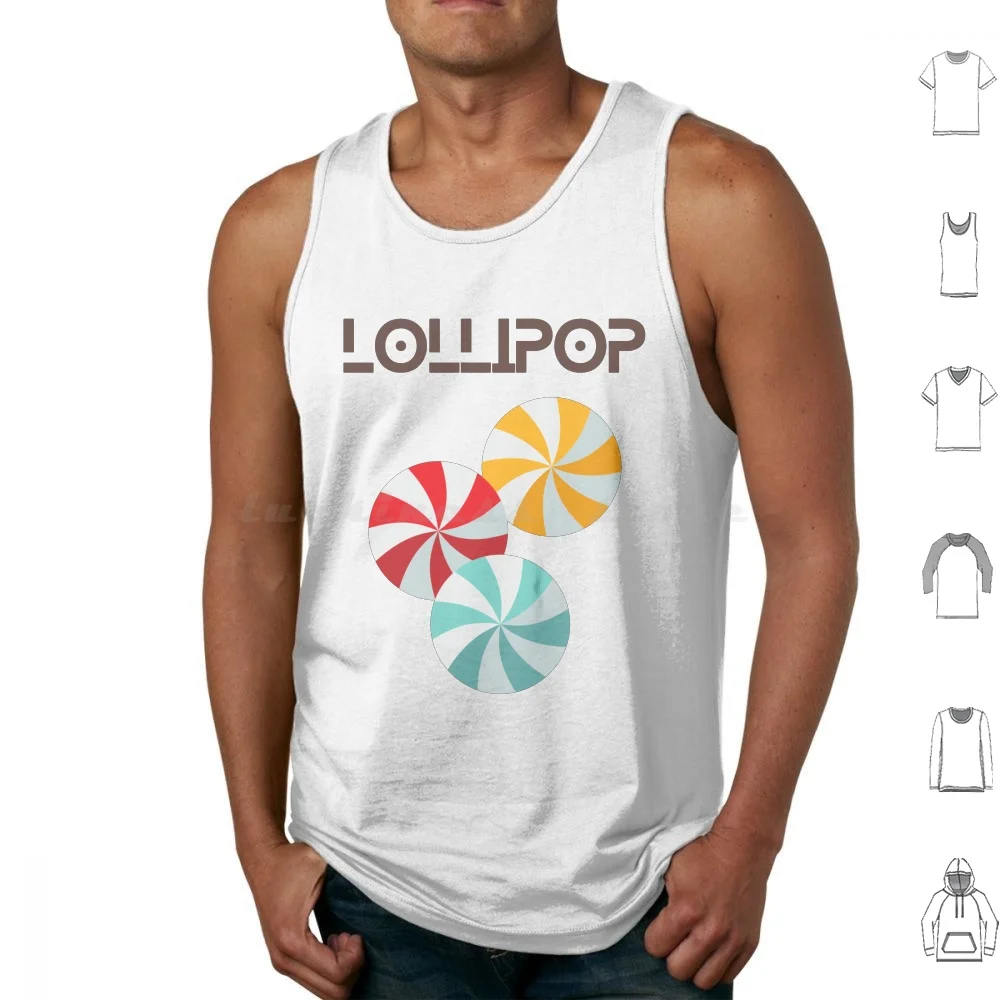 Piruleta lindas camisetas sin mangas estampado algodón piruleta dulces postre Gateau pastel Munchies aperitivos glaseado Humor divertido