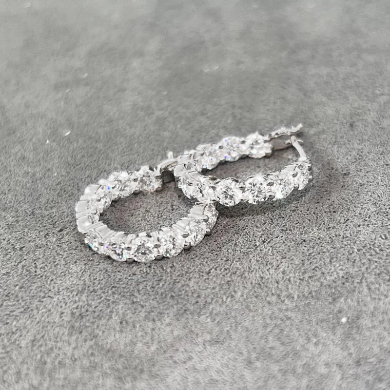 Rrjzz Funkelnde 3,8 mm Moissanit-Creolen in D-Farbe für Damen, 5,72 Karat VVS1, im Labor hergestellte Diamantohrringe, GRA-Schmuck, Geschenk – Detail 13