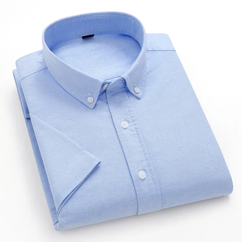 

2025 Summer New Cotton Short-sleeved Shirt Men's Anti-wrinkle Comfortable Fit Simple Cardigan Shirt Men's Clothes