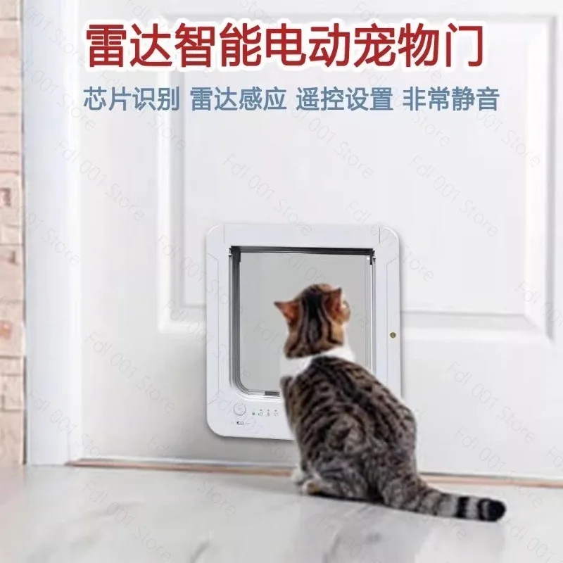 Smart Radar Sensor Pet Gate, Direction Control Access Door for Cats & Dogs, Electronic Cat Entry Flap with RFID Key