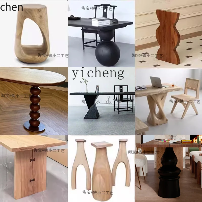 ZML Solid Wood Large Board Table Leg Support Frame Natural Wood Island Table Dining Table Leg Support Frame
