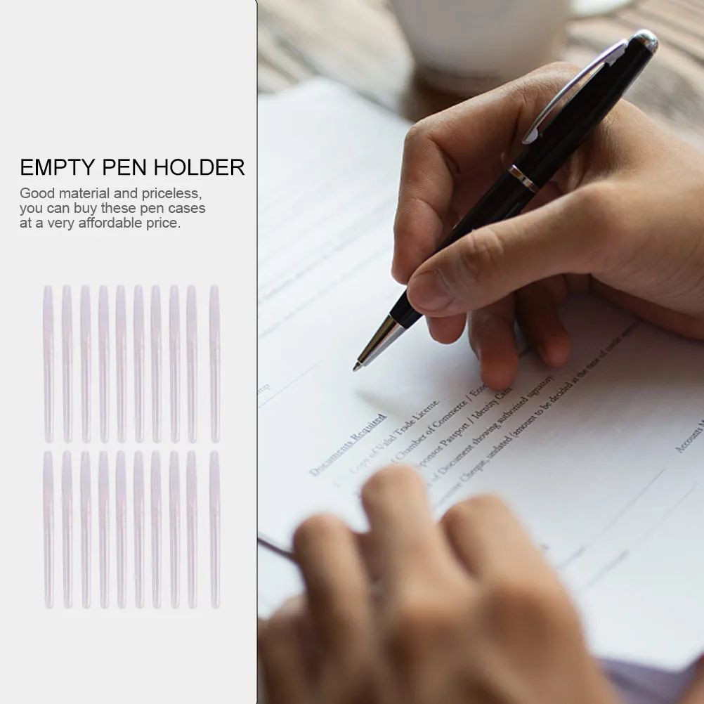 

50Pcs Ergonomic Pen Holders Transparent Empty Pen Shells Strong and for Students Office Stationery Ink Leakage