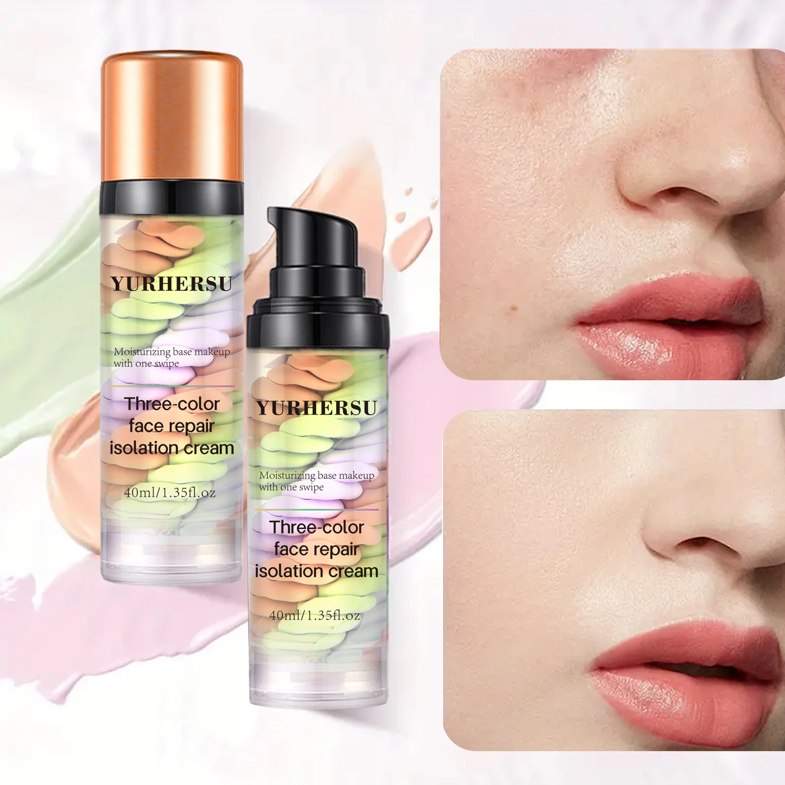 Crème anti-cernes à libération de presse à trois couleurs, crème éclaircissante pour base du visage, maquillage isolé