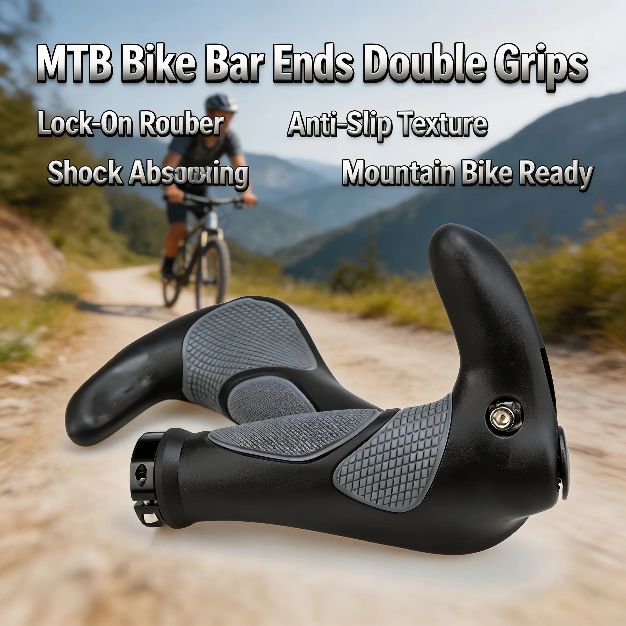 MTB Fahrrad-Lenkerenden Doppelgriffe Lock-On Gummi-Fahrradlenkergriffe Rutschfeste Stoßdämpfende Griffe für Mountainbike-Radfahren