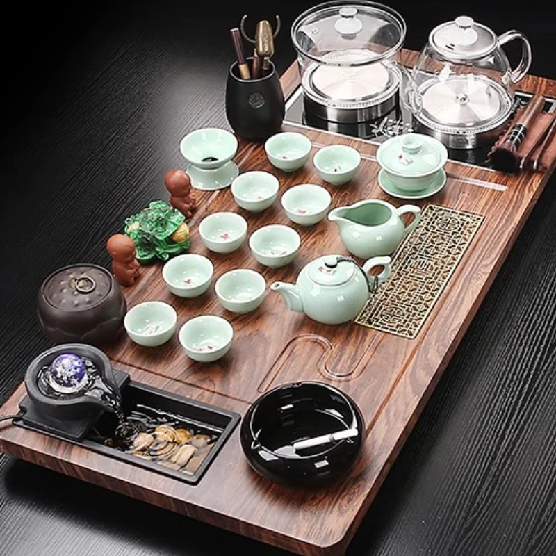 s*-Living Room Table Tea Tray Pot Tableware Cafeteria Ceramic Drainage Tea Tray Ceremony Hospitality Bandejas Home Decorationgs