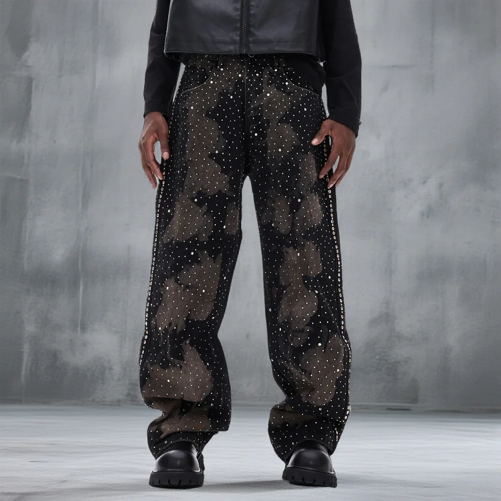 

Новинка 2026, свободные прямые джинсы в американском стиле, светло-голубые джинсовые джинсы с застежкой-молнией, мужские модные джинсы со средней талией, смесь хлопка