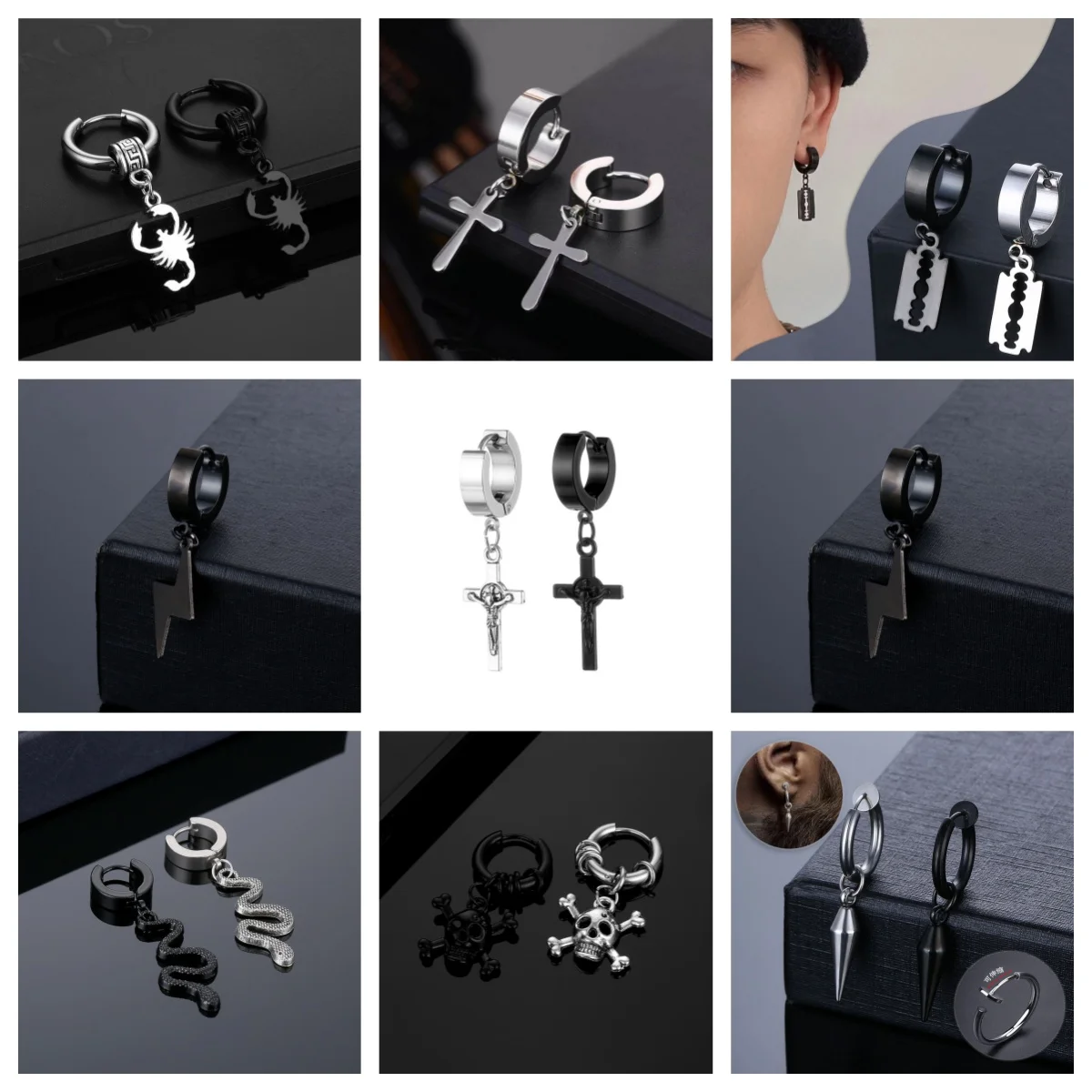 Pendientes Punk de calavera para mujer, colgante gótico, Retro, accesorios de joyería, regalo