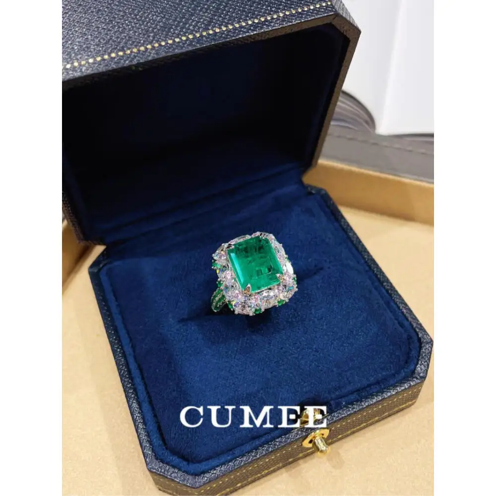 

CUMEE Big Crate Fashion Trendy Cultivated Musa Green Ring for Women Silver Plated Gold US Size 5-9 Mothers day Gift