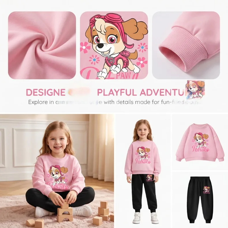2026 Herbst Neuer Stil Mädchen O-Ausschnitt Hoodies und Lange Hose Zweiteilige Sets Kinder Casual Trainingsanzug Kinder Pullover Sweatshirt Anzug – Detail 5