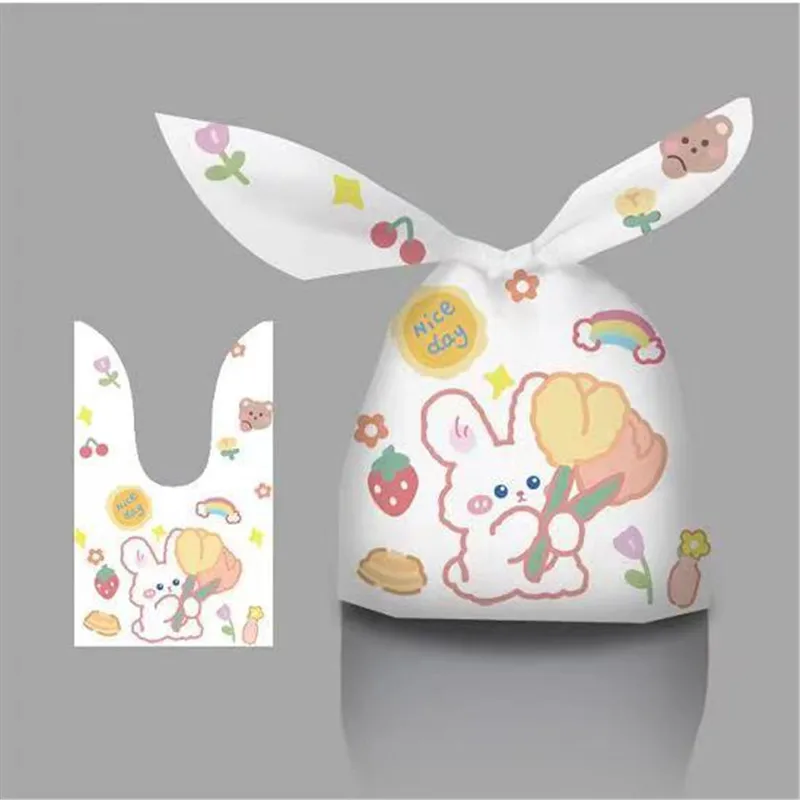 

50Pcs 14x23cm Cartoon Animal Pattern Rabbit Ears Candy Snack Bags Gift Festive Birthday Party Gift Packaging