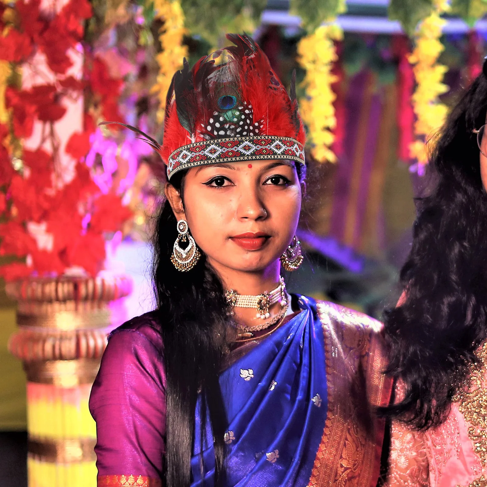 플루메이지 카니발 헤드피스 독특하고 생동감 넘치는 파티 헤드드레스 여성용 축제 공연 장식용 헤드밴드