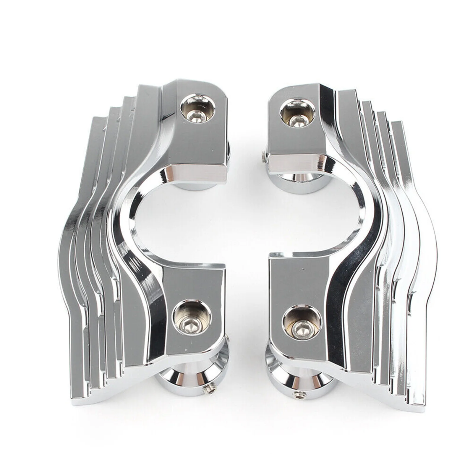 MOTORCYCLE CHROME FINNED SLOTTED HEAD BOLT SPARK PLUG COVERS FOR HARLEY TOURING
