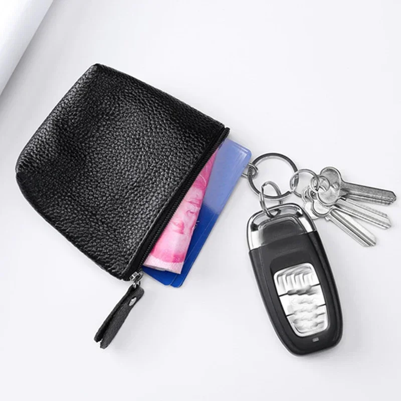 Genuine Leather Coin Purse Women Wallet Mini Purse Zipper Coin Pouch Children's Pocket Wallets Key Bag Id Credit Card Holder