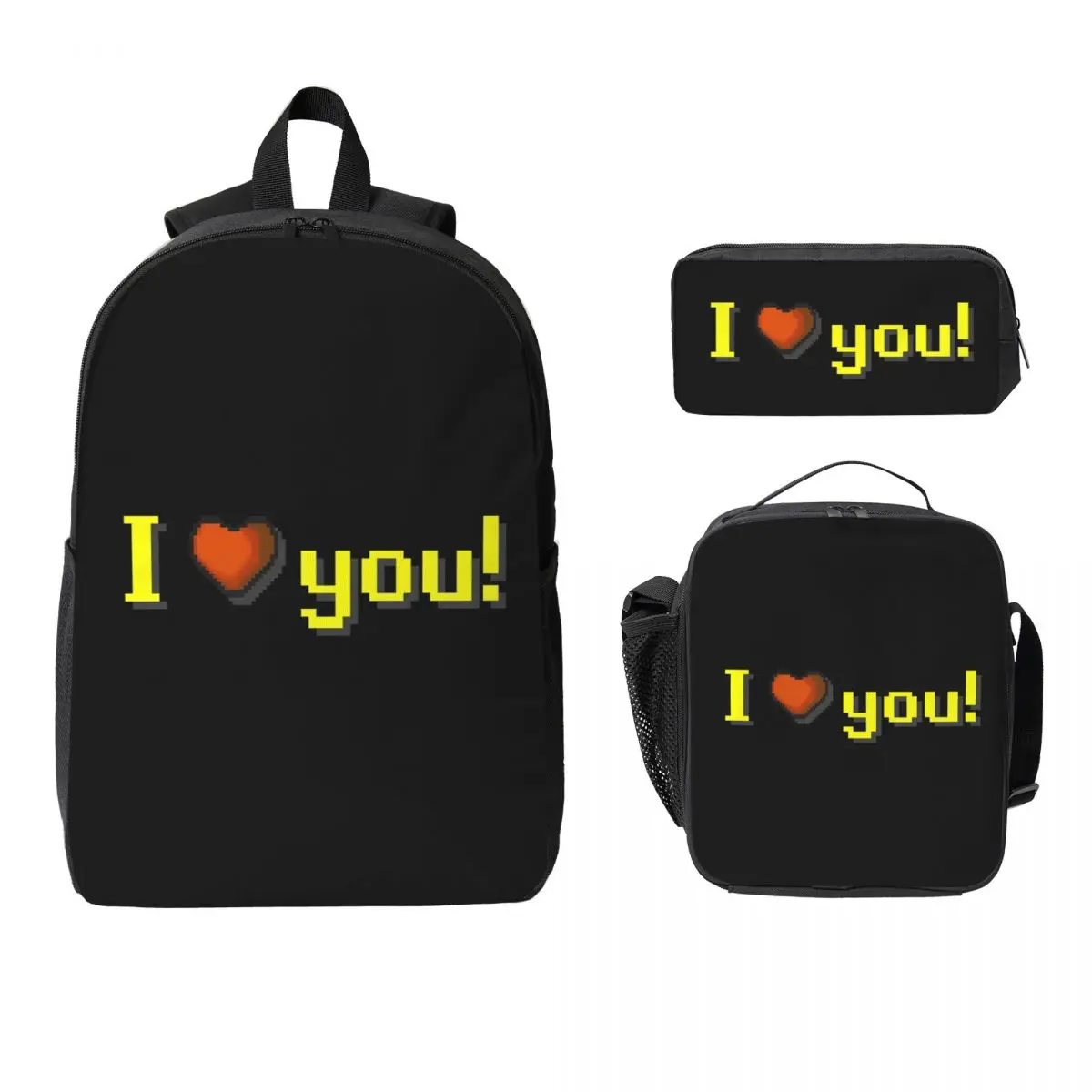 

Old School Runescape "I Love You" Backpack BookBag School Bag Laptop Shoulder Bags 3ps Insulated Lunch Bag Pencil Case