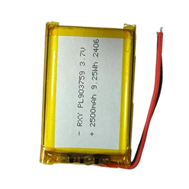New For Dashboard Camera Cam Makeup MP3 MP4 Player Rechargeable Battery 903759 Polymer Lithium Battery 3.7V 2500mAh
