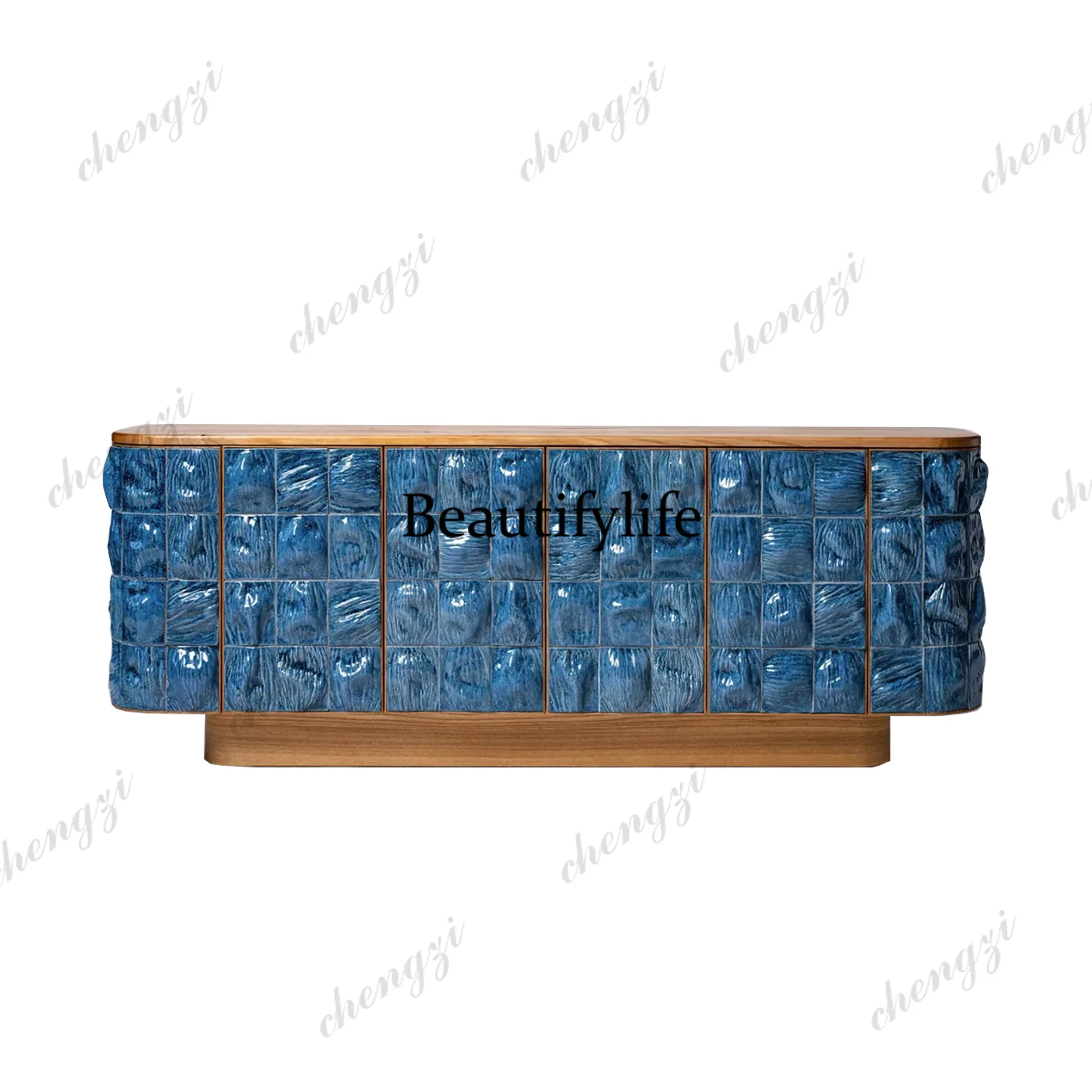 P182  Art porch cabinet light luxury high-end dining side cabinet solid wood painted living room decorative storage cabinet