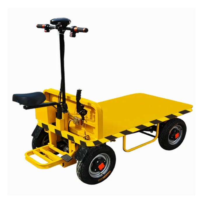 Electric Four-Wheel Flatbed Trolley Cart for Shopping Storage and Industrial Use for Warehouse Sites and Cargo Turnover