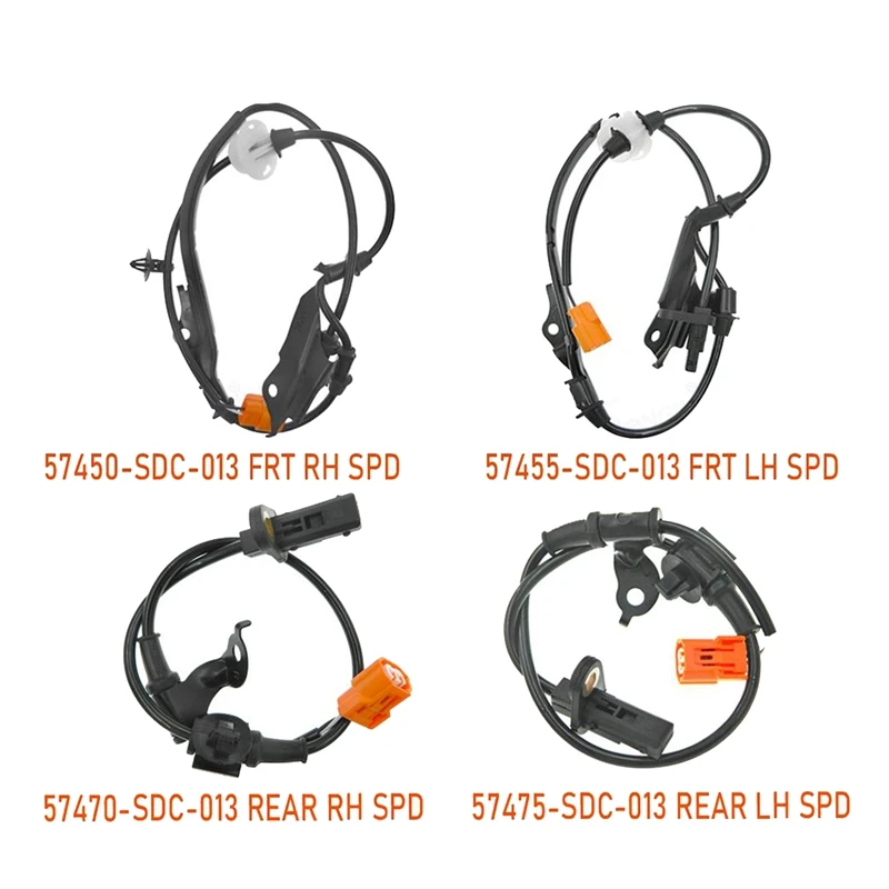 4PCS Front Rear ABS Wheel Speed Sensor 57455-SDC-013 57450-SDC-013 For Acura TSX 2004-2008 Honda Accord 2003-2007 Accessories