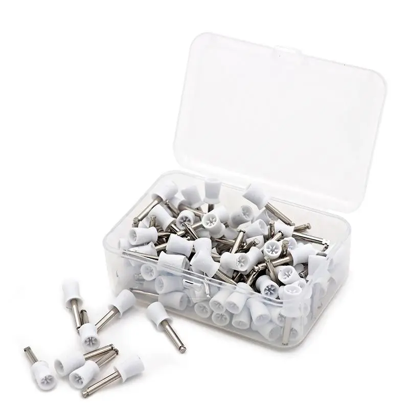 50 Pcs Dental Rubber Polishing Cup Nylon Prophy Brush Teeth Polisher for Contra-Angle Handpiece Dentist Tool