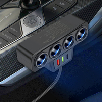 Car Cigarette Lighter Adapter QC3.0+PD 3.1A 12V-24V Car Cigarette Lighter Splitter 4-Socket 120W Phone Power Adapter 3 USB Ports