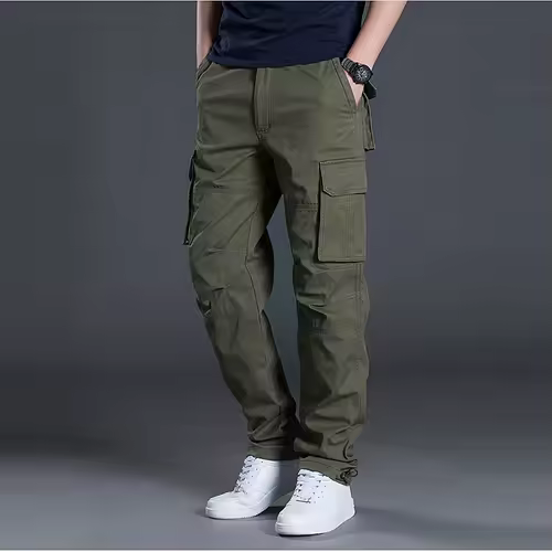 2025 Cotton Multi Flap Pockets Men's Straight Leg Cargo Pants Loose Casual Outdoor Pants Men's Work Pants For Hiking Tactical - Image 4