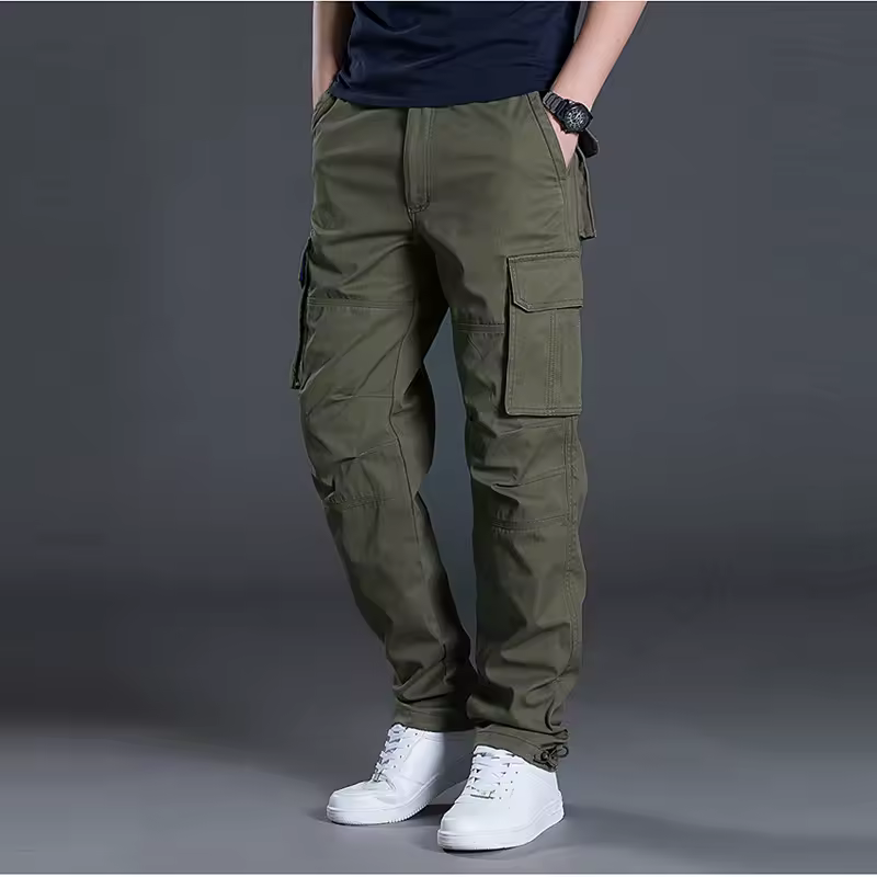 2025 Cotton Multi Flap Pockets Men's Straight Leg Cargo Pants Loose Casual Outdoor Pants Men's Work Pants For Hiking Tactical - Image 4