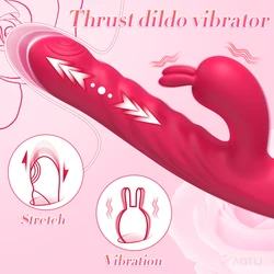 Telescopic G Spot Rabbit Vibrator for Women Nipple Clit Stimulator Vibrating Vaginal Massager Masturbation Sex Toys for Adults