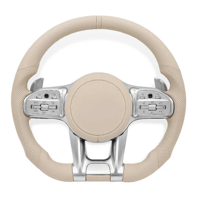 Beige Leather Steering Wheel for Mercedes-Benz AMG W205 W213 W166 W167 W176 W177 W246 W247 CLS GLCGLE GLS a B C E G V S Class