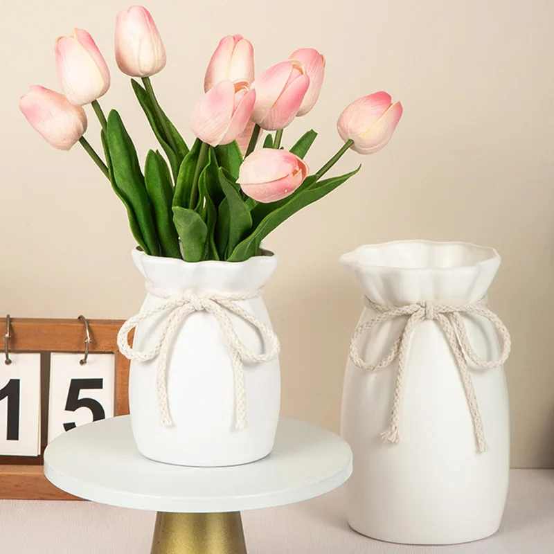 1 Stück Moderne und Minimalistische Imitation Keramik-Plastik-Vase für Schlafzimmer Geeignet für Wasser und Wohnzimmerdekoration