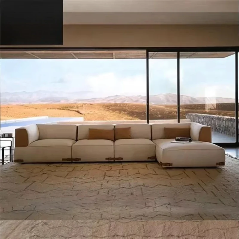 Marriage Personal Tufted White Sofa L Shape Comfortable Modern Modular Combination, Furniture Leather Sofa