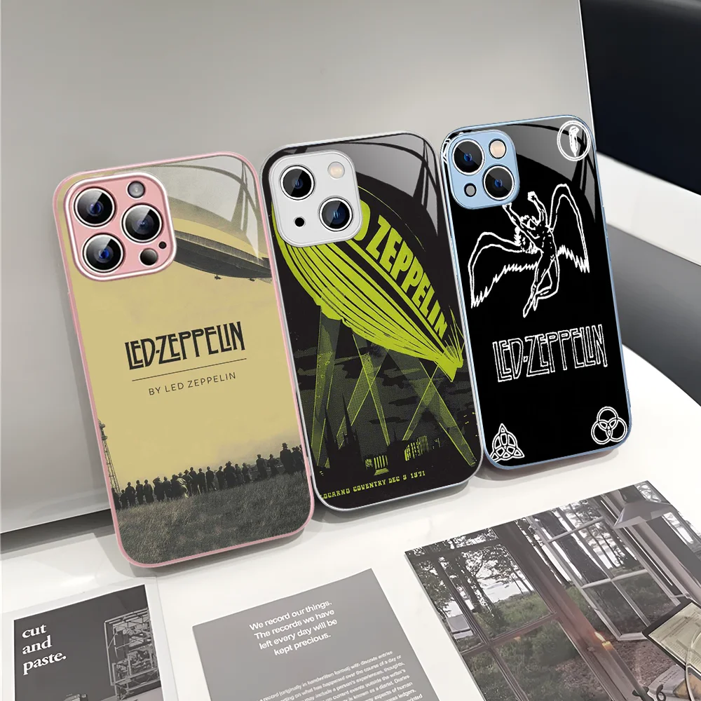 L-Led Band Z-ZeppelinS Phone Case Tempered Glass For Iphone 14 13 12 11 Pro Mini XS MAX 14Plus X XS XR Cover