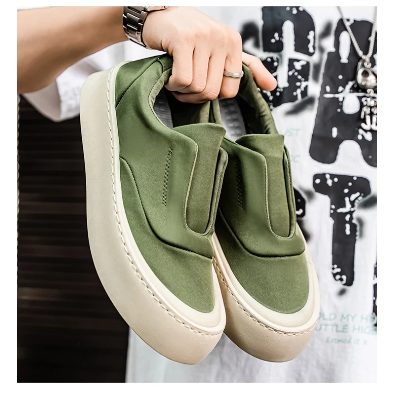 

Мужские низкие кеды 2026: зеленые повседневные дышащие слипоны из канваса для лета