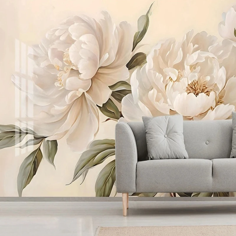 New Chinese Style Peony Mural Wallpaper Custom Floral Art Background for Living Room Bedroom Kitchen Wallcoverings 3D