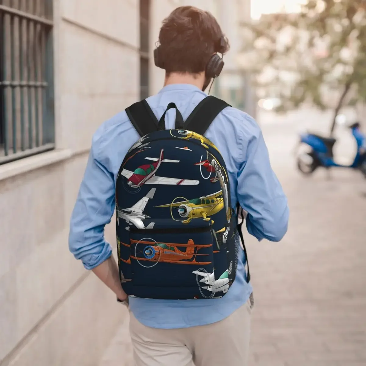 Cartoon Airplane Aviation Themed Backpack Boys Girls BookBag Kids School Bag Computer Shoulder Bags for Men Women