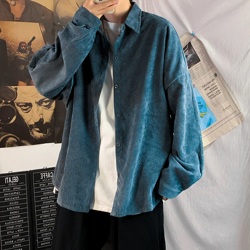 Autumn New Style Men's Corduroy Shirt Trendy Jacket Loose Casual Student Fashion Korean Version Long Sleeve Button down
