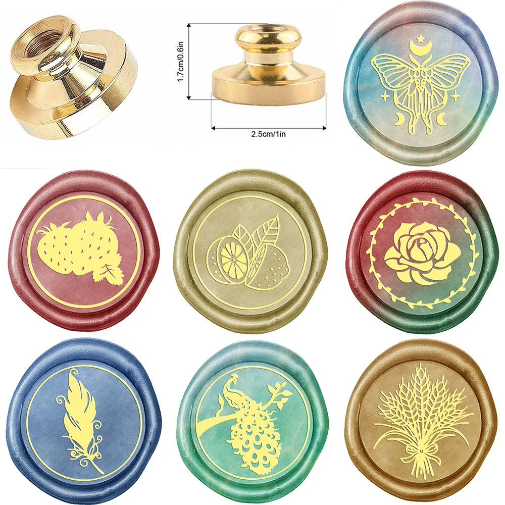 2024 neue Wachs siegel Stempel Zitrone Erdbeer Pfau Feder Schmetterling gemischtes Muster für DIY Hochzeits einladung Umschlag Papier karte