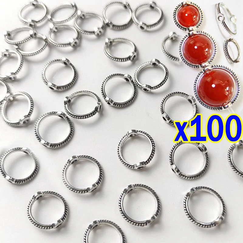 Antique Round Frame Wrapped Bead Rings Connecting Bracelet Double Hole Bead Findings Metal Bead Wrapping Ring DIY Making Jewelry