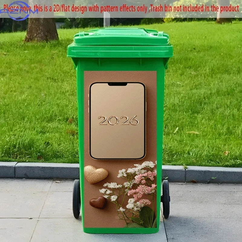 PC 2D Self-Adhesive Trash Can Sticker, Beautiful Expectations for 2026 Decorative Sticker, Creative Trash Can Decoration, Suit