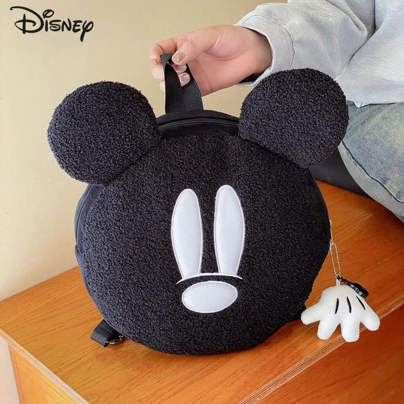 

Disney Mickey Minnie Cute Cartoon Backpack New Plush Lightweight Travel Bag Large Capacity Student Multi-function
