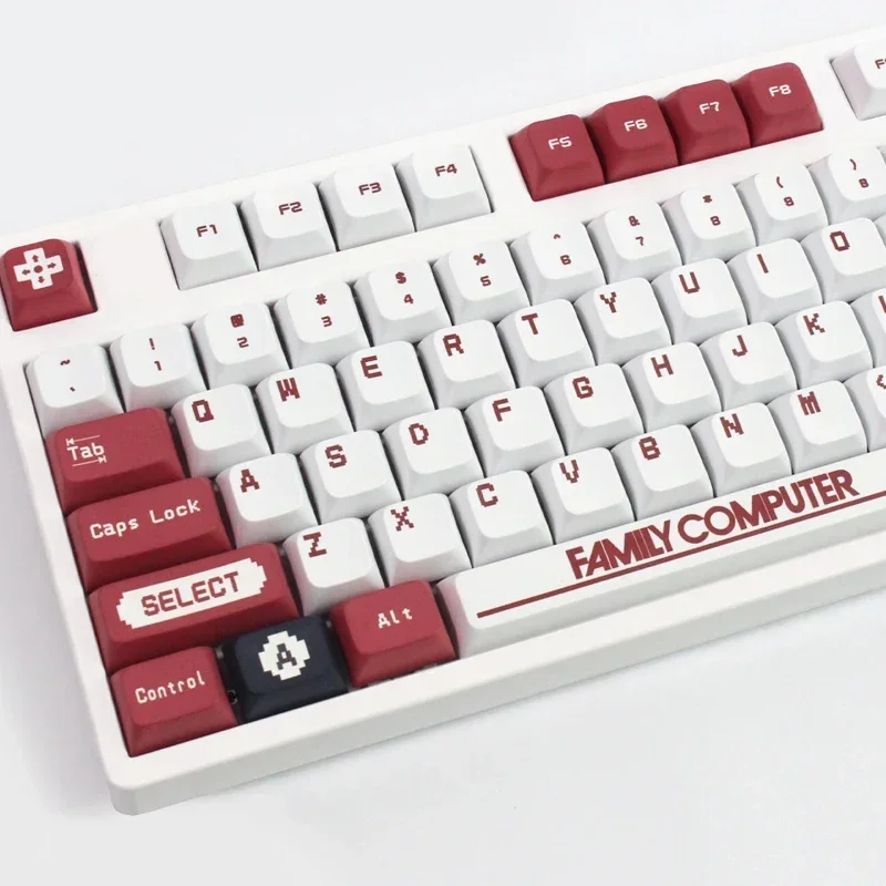 Imagem -05 - Retro fc Vermelho e Branco Máquina Tema Boné Pixel 134 Teclas Xda Perfil Bola Tampas Teclado Mecânico Pbt Personalizado Faça Você Mesmo Keycaps