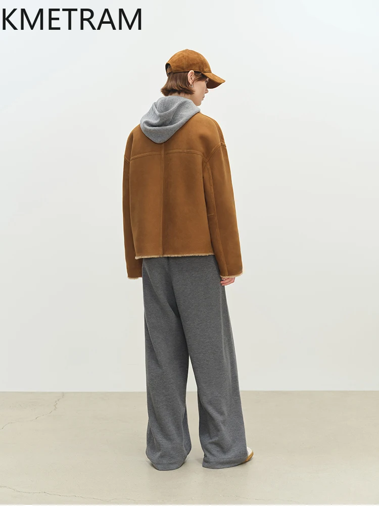 سترة من صوف ميرينو الطبيعي من جلد الغنم مزدوجة الوجه للنساء معطف فرو حقيقي عتيق قابل للعكس 2025 ملابس شتوية للنساء