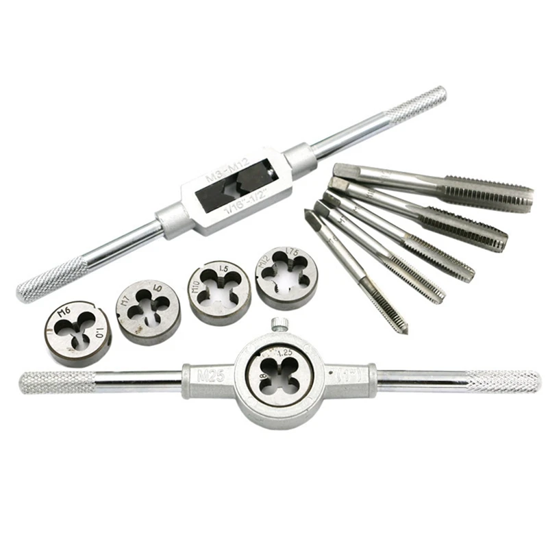 

12PCS Tap Die Set Hardware Tool Hand Tap Wrench Die Twister Metric Tap Set