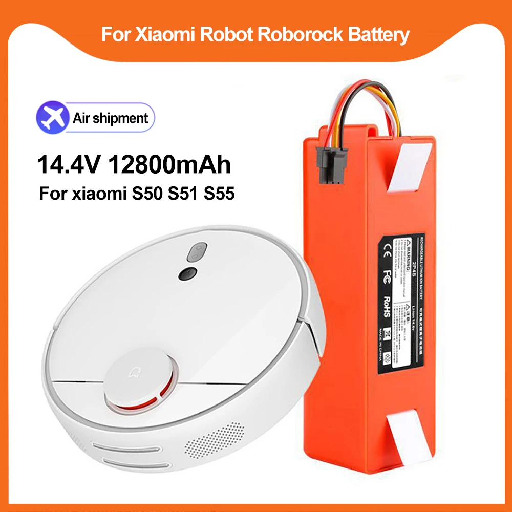 

Replacement Battery for Xiaomi Roborock, Robotic Vacuum Cleaner, S55, S60, S65, S50, S51, S5 MAX, S6 Parts, 14.4V, 12800mAh