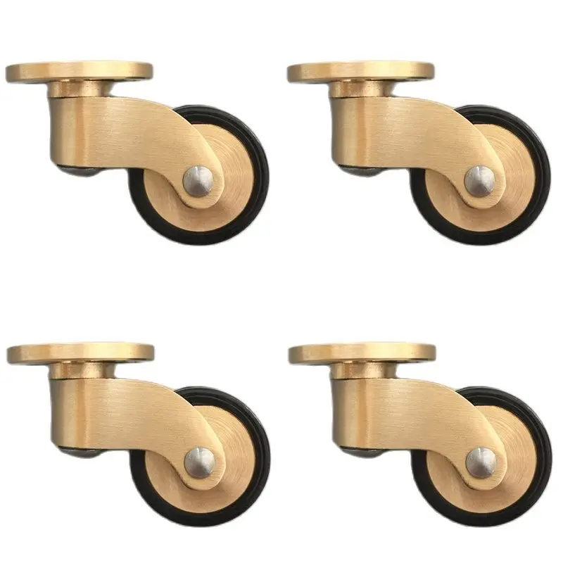 

4PCS 1'' Brass+Rubber Mute Wheels European Furniture Rollers Table Chair Sofa Bar Universal Furniture Casters 360° Rotary Roller