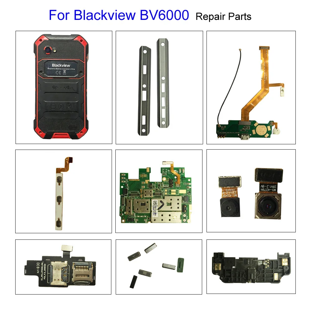 For Blackview BV6000 USB Charge Board/Main Board Flex Cable/Front Rear Camera/Volume Buttons/Battery Housings Frames Case Cover