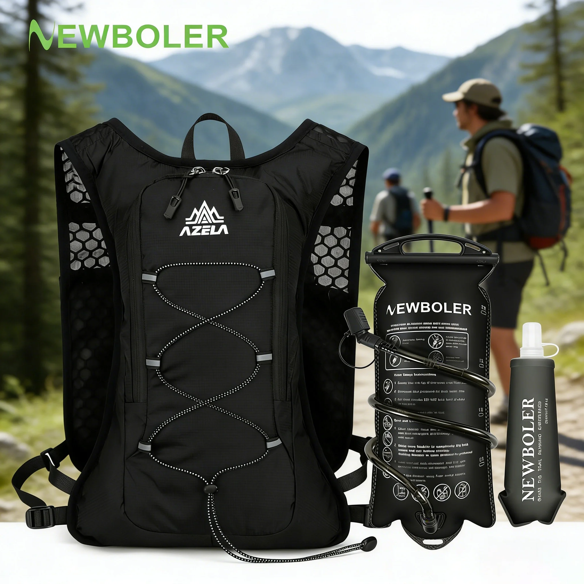 Running Hydration Vest Backpack Men Outdoor Sport Bag Trail Marathon Jogging Hiking Backpack Option Water Bag Flask 500ML 2L