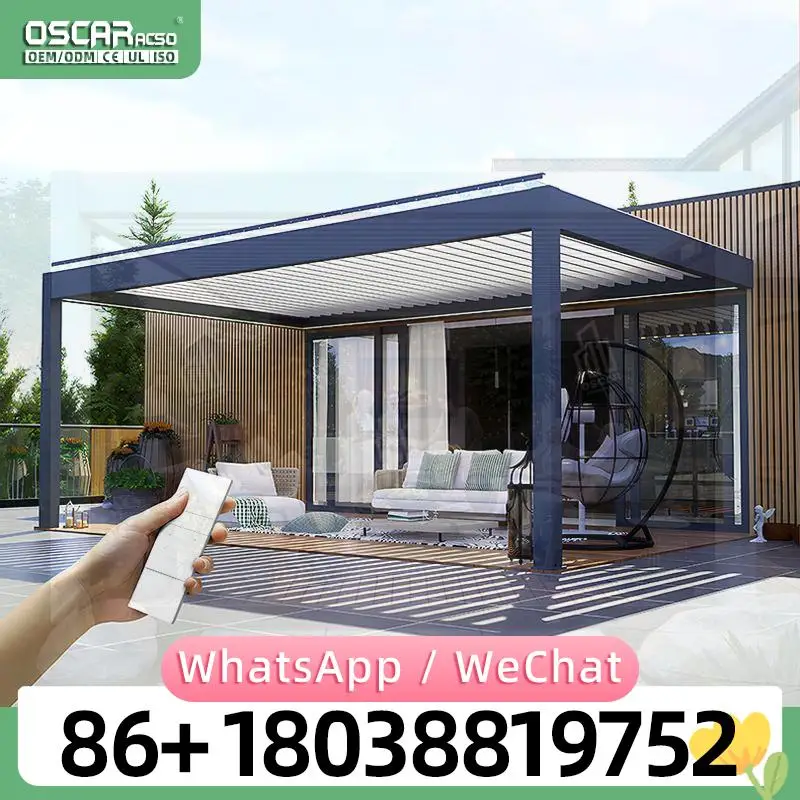 Pérgolas Motorizadas Impermeables para Autos, Pérgola Moderna de Aluminio Personalizada para Exteriores con Recubrimiento en Polvo para Patio, Jardín y Terraza