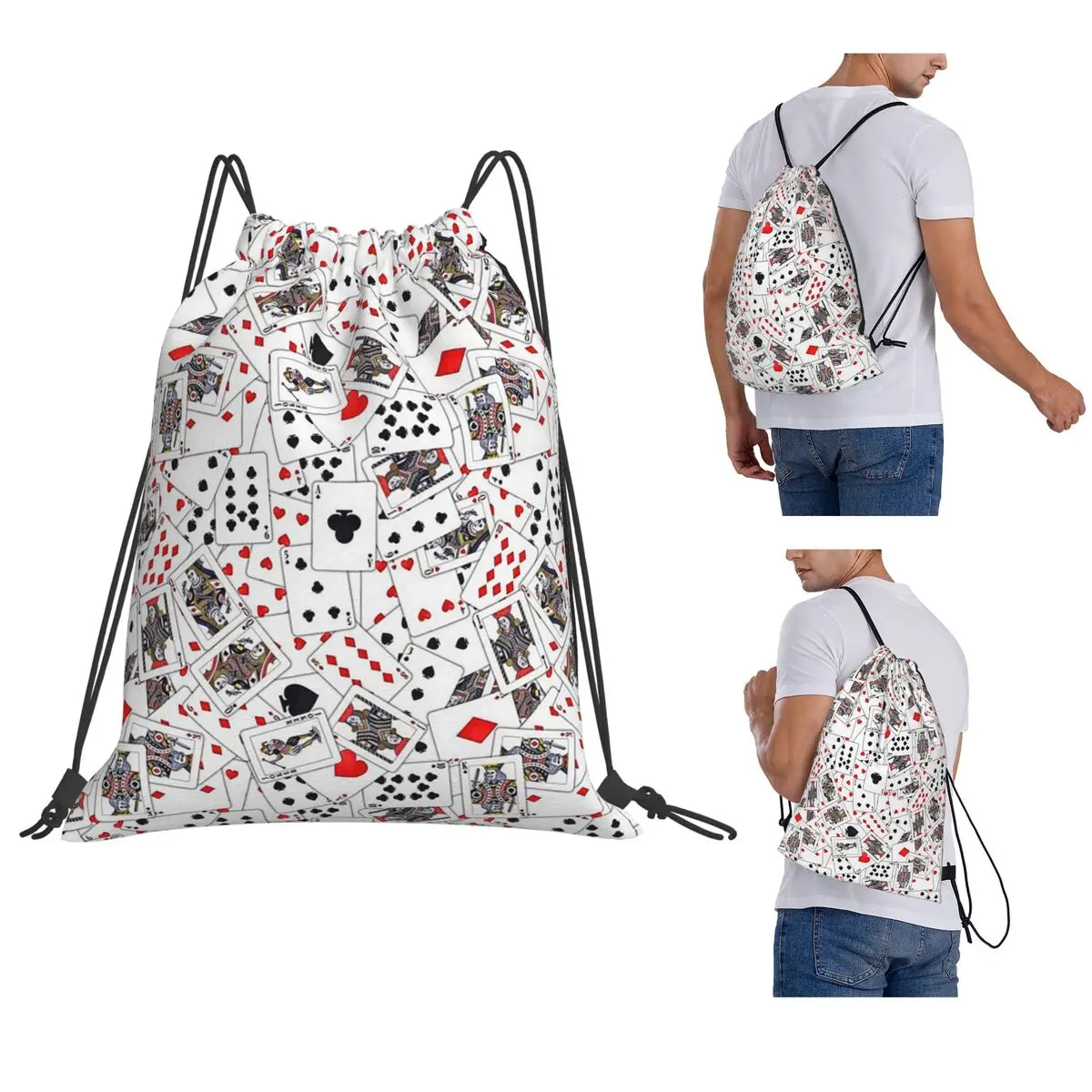 Playing Cards Backpacks Multi-function Drawstring Bags Sports Bag Book Bags for Travel Students